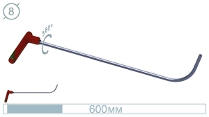 Крючок дверной (окончание плоская лопатка, 600 мм) 09002 A - инструмент PDR для удаления вмятин