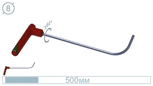 Крючок дверной (окончание плоская лопатка, 500 мм) 09003 A - инструмент PDR для удаления вмятин