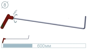 Крючок дверной (окончание плоская лопатка, 600 мм) 09005 A - инструмент PDR для удаления вмятин