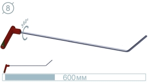Крючок дверной (окончание плоская лопатка, 600 мм) 09006 A - инструмент PDR для удаления вмятин