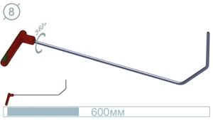 Крючок дверной (окончание плоская лопатка, 600 мм) 09011 A - инструмент PDR для удаления вмятин