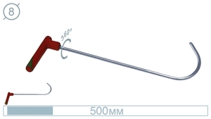 Крючок дверной (окончание плоская лопатка, 500 мм) 09022 A - инструмент PDR для удаления вмятин