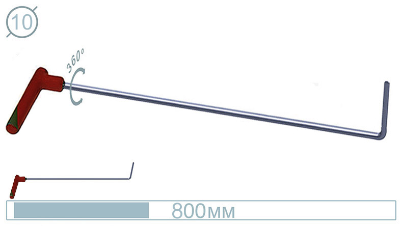 Крючок дверной силовой (окончание плоская лопатка, 800 мм) 09023 A