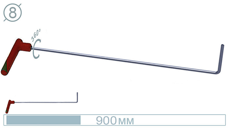 Крючок дверной силовой (окончание плоская лопатка, 900 мм) 09029 A
